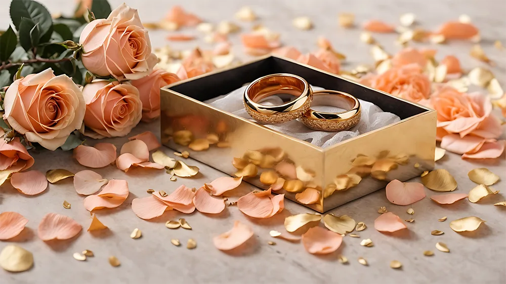 Photos d'alliance de mariage dans un décor Bohème