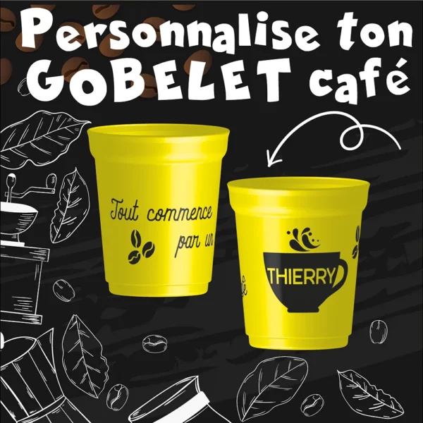 Personnalise ton gobelet à café en choisissant sa couleur, et le prénom à écrire dessus !