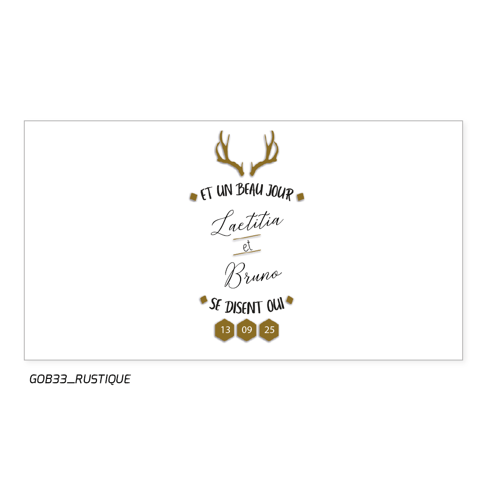 Gobelet "Rustique" personnalisé avec les prénoms des mariés et la date du mariage.