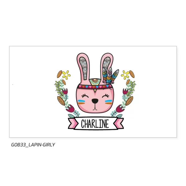 Gobelet rose, lapin, girly, personnalisé, prénom Charline