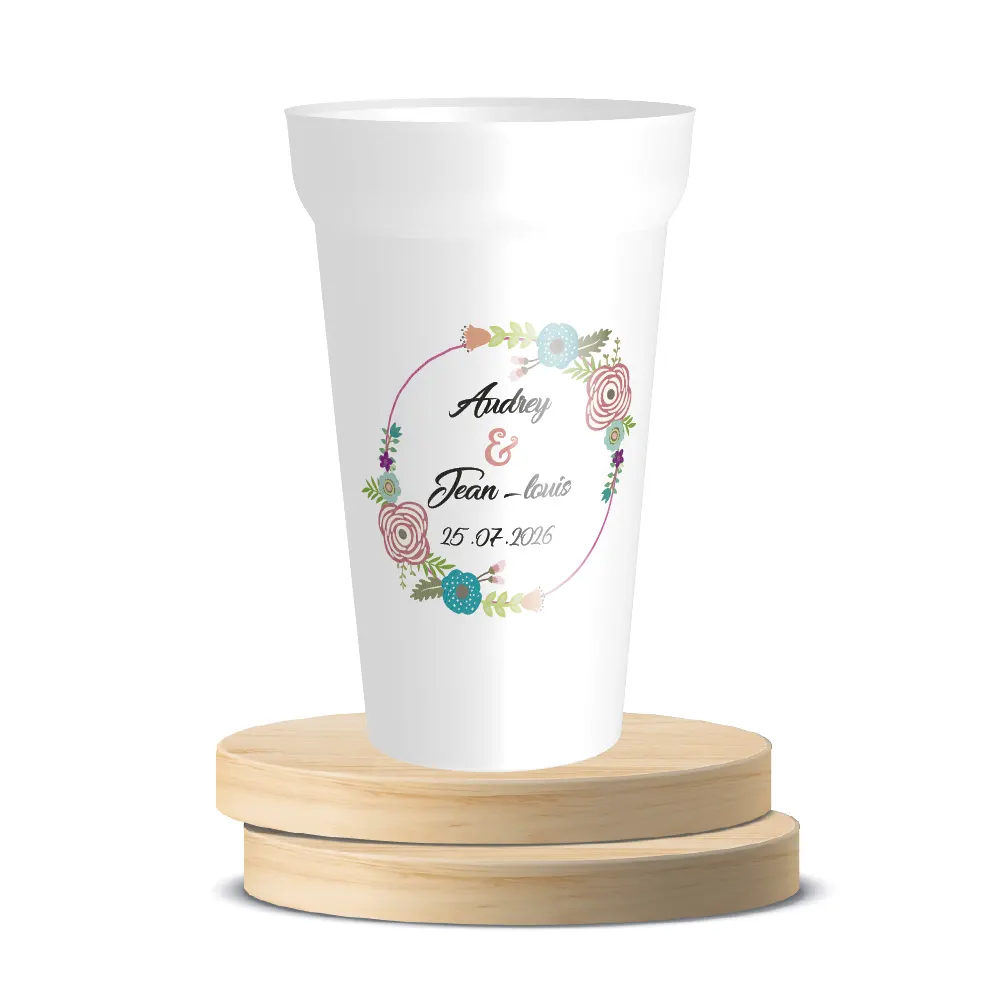 Gobelet réutilisable personnalisé avec une couronne florale