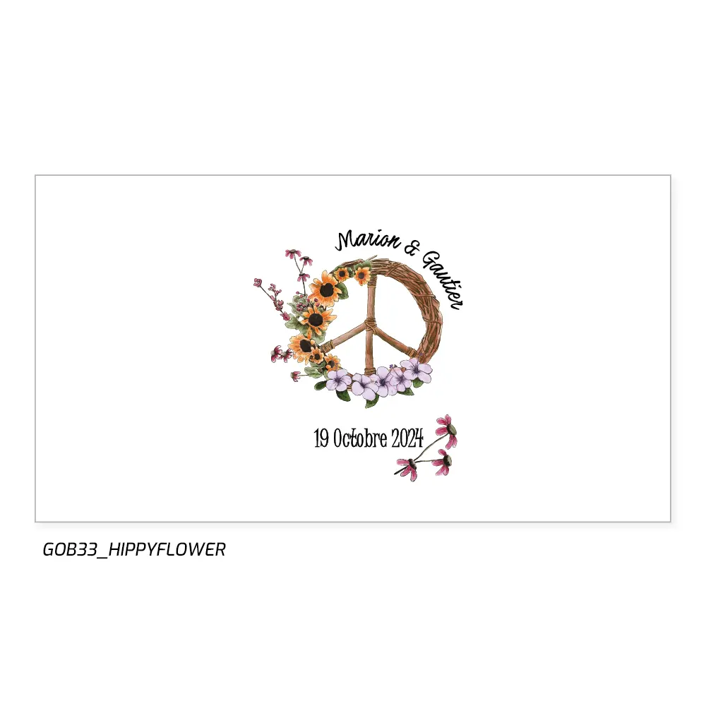 Exprimez votre amour et votre liberté avec nos gobelets mariage hippy flower