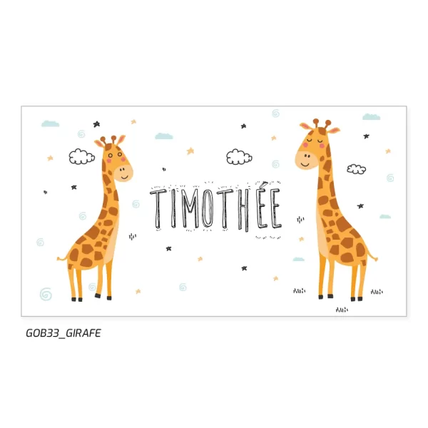 Faites un cadeau original avec ce gobelet réutilisable à personnaliser avec un visuel moderne de deux girafes.