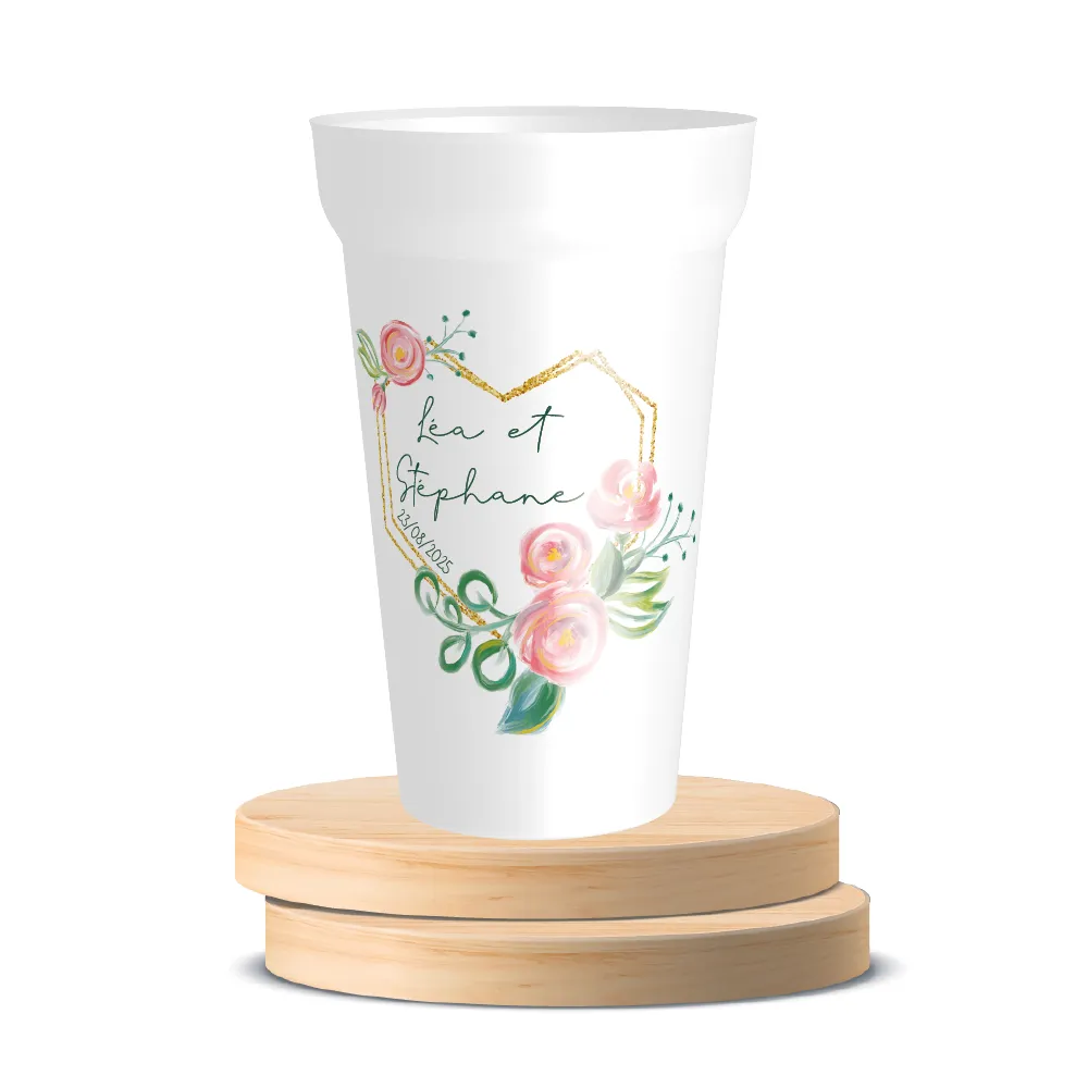 Gobelet en PP réutilisable, design floral