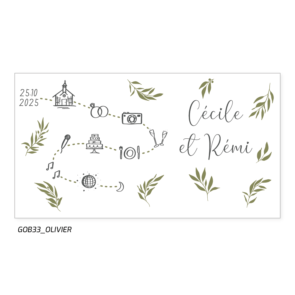 Tel un rameau d'olivier symbole de fidélité éternelle, ce gobelet accompagne chaque instant précieux de votre journée de mariage. De la cérémonie émouvante aux festivités joyeuses, il sera le témoin silencieux de votre bonheur.