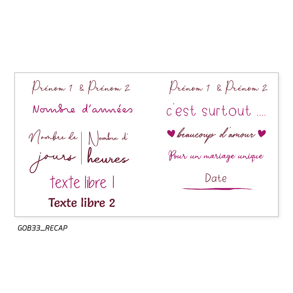 vos prénoms et le nombres d'années ensemble.