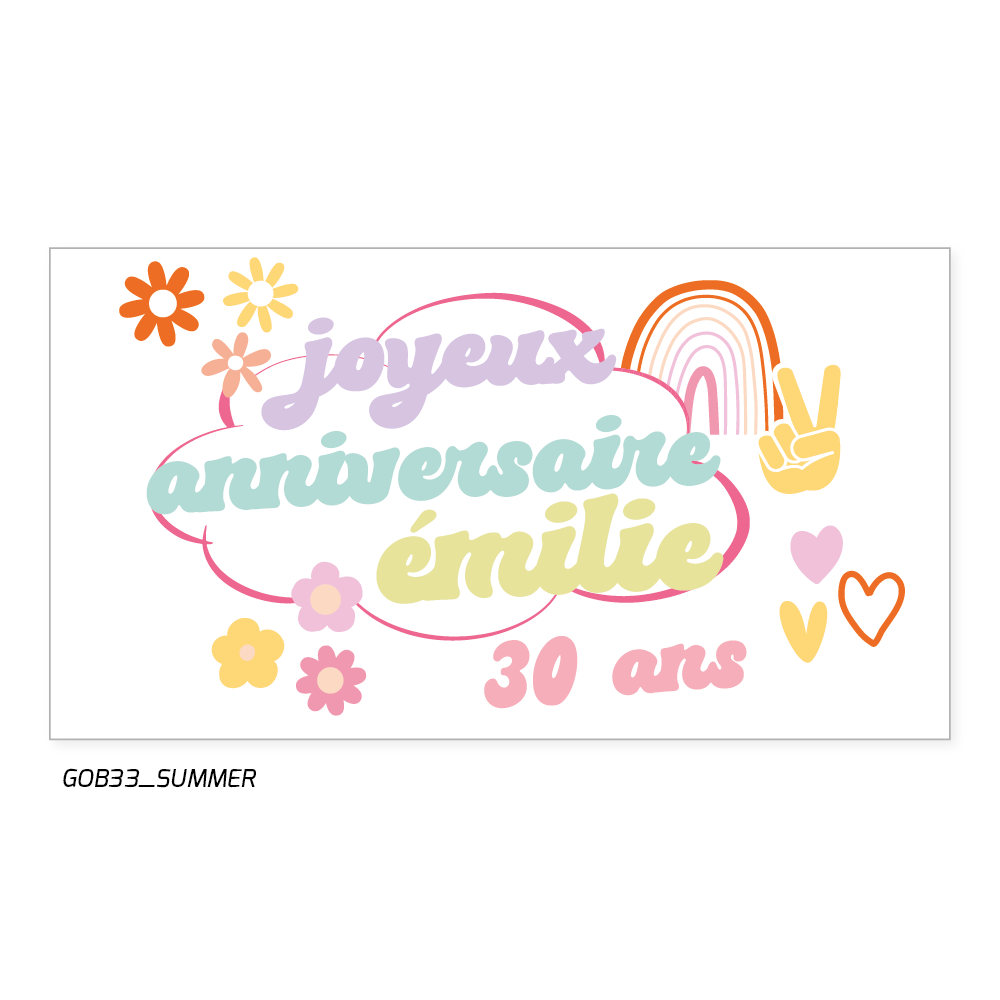 Des fleurs, des cœurs et un arc en ciel pour un gobelet summer colorés.