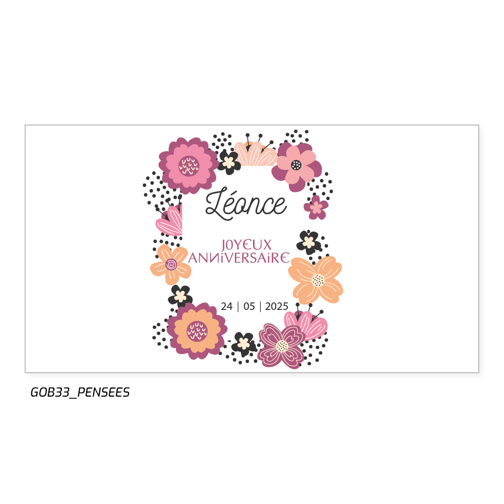 Ce gobelet personnalisé, orné de fleurs colorées, est à la fois esthétique et écologique.