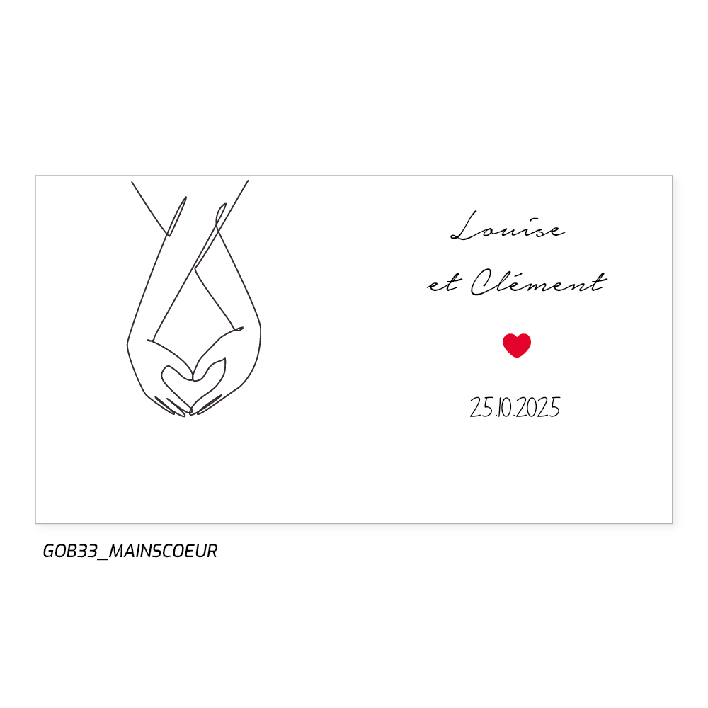 e. Un cœur dessiné, vos prénoms gravés, une date inoubliable... créez un souvenir magique et durable pour vous et vos invités.