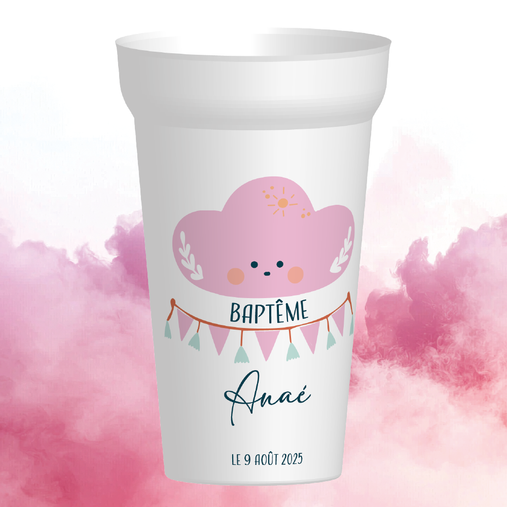 Un nuage rose et une guirlande