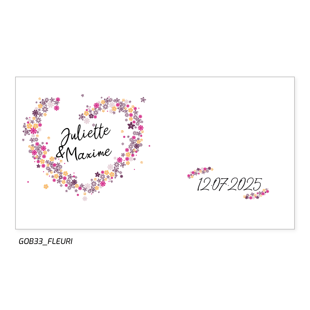 Souvenir de mariage original : gobelet personnalisé avec date et motif floral
