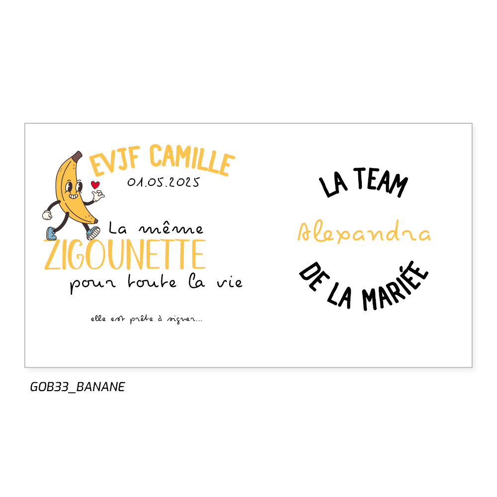 Gobelet EVJF personnalisé avec les prénoms des mariées et la date du mariage, humour.
